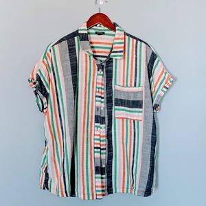 A.n.a. Summer Stripes Button Down Blouse
